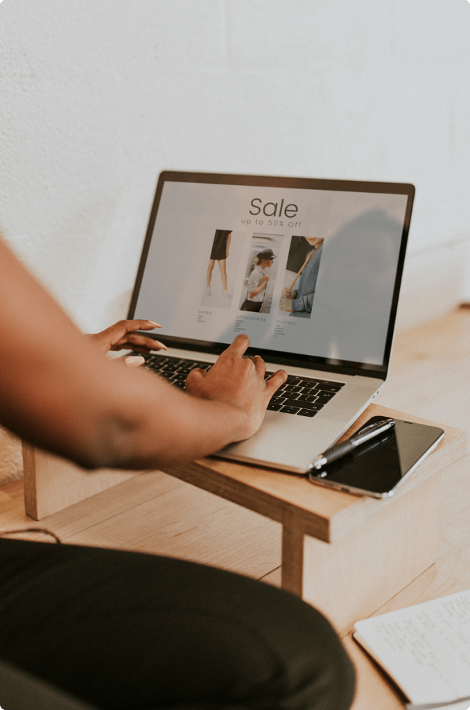 Computer with an e-commerce site.
