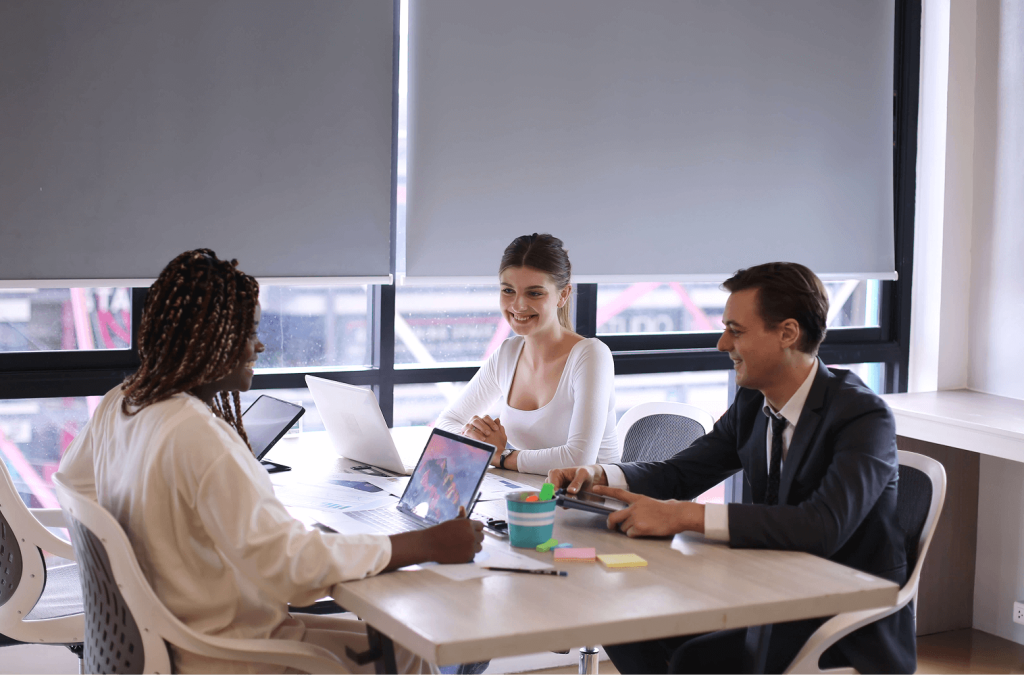 Web Agency talking to client about their project.