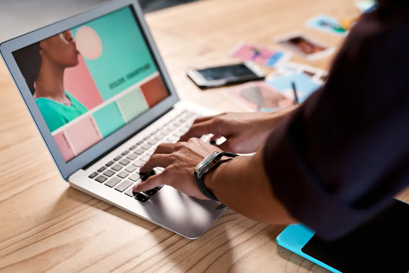 Designer going through color pallete