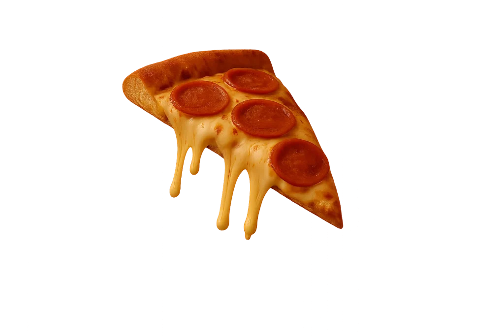 Floating pepperoni pizza